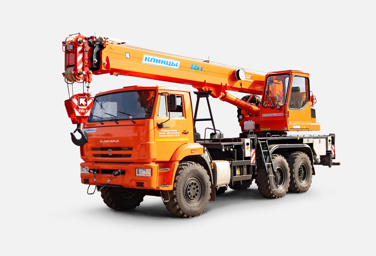 кран автомобильный КЛИНЦЫ КС-35719-7-02 г/п 16 т, длина стрелы 19 м; на шасси КАМАЗ 43118 6х6