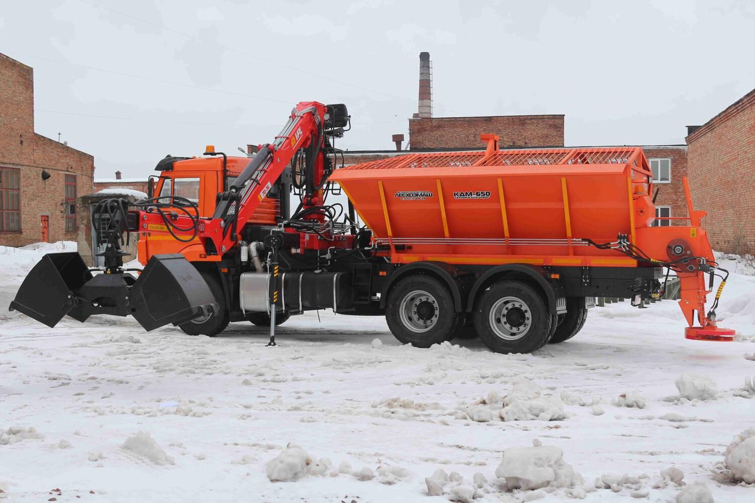 КДМ-650-01 на ш.65115-50 (ГМУ, ПС сталь 09Г2С, V=8 м3, Передний отвал)