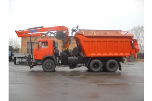 КДМ-650-05 на ш.65115-50 (ГМУ, Самосв.кузов, ПС сталь 09Г2С, V=8 м3, Передний отвал, Средний нож)