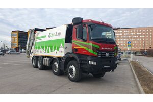 Мусоровоз с задней загрузкой ALFANORD KGH25-KP с откидной мусороприёмной ванной на базе КАМАЗ-65951